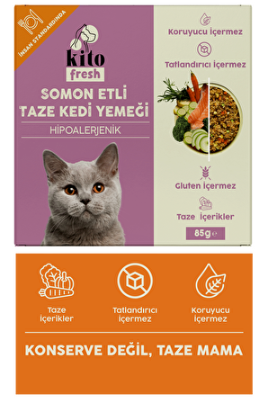 Fresh Somon Etli Kedi Yemeği 85 gr