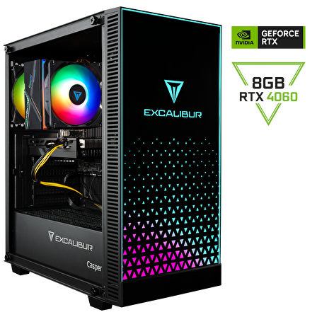 Casper Excalibur E65H.127F-BFB0X-0HD Intel Core i7-12700F 16GB RAM 1TB SSD RTX4060 Freedos