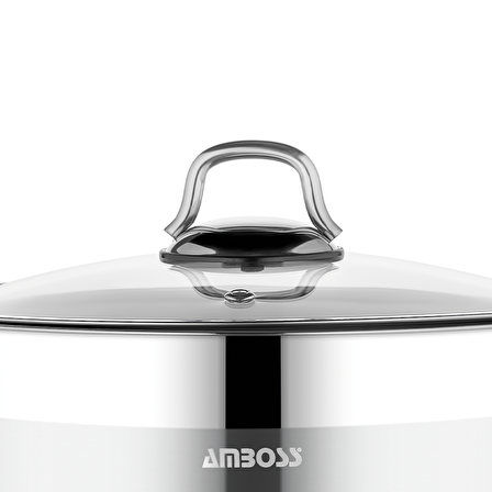 Amboss Saphire Paslanmaz Çelik 14 cm Cam Kapaklı Derin Tencere