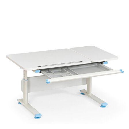 Creo Mobili Vega Basic Yükseklik Ayarlı Çekmeceli Çalışma Masası - Beyaz/Mavi