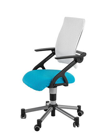 Creo Mobili Vega Hareketli Oturum ve Yükseklik Ayarlı Çalışma Sandalyesi - Mavi / Beyaz