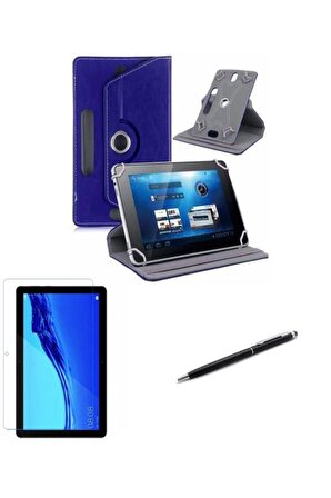 Samsung Tab A SM-T580 10.1"Standlı Tablet Kılıfı+ Kırılmaz Ekran Koruyucu+Dokunmatik Kalem