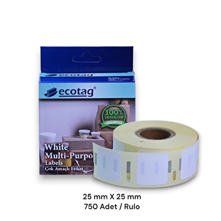 Ecotag Dymo Muadili Yazıcı Etiketi 25 mm x 25 mm