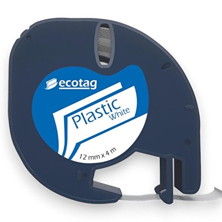 Ecotag Dymo Letratag Muadili Plastik Beyaz Serit Etiket - 12 mm x 4 nt