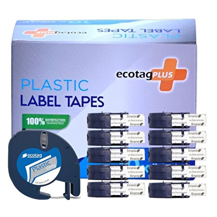Ecotag Dymo Letratag Muadili Plastik Gri Serit Etiket - 12 mm x 4 nt