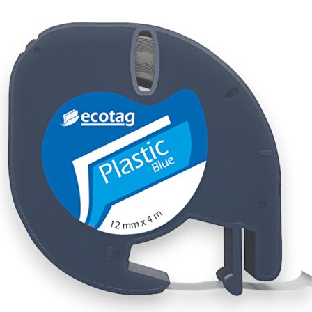 Ecotag Dymo Letratag Muadili Plastik Mavi Serit Etiket - 12 mm x 4 nt