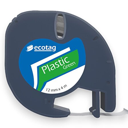 Ecotag Dymo Letratag Muadili Plastik Yeşil Serit Etiket - 12 mm x 4 nt