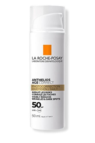 La Roche Posay Anthelios Age Correct Yaşlanma Karşıtı Hyalüronik Asit 30 Yaş + SPF 50 Gece-Gündüz Yüz ve Boyun Kremi 50 ml 