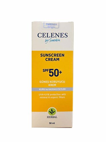 Celenes Herbal Kuru ve Hassas Ciltler Sunscreen Fluid SPF50+ Güneş Koruyucu 50 ml