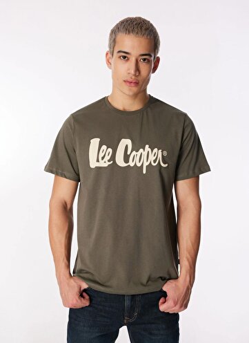 Lee Cooper Yuvarlak Yaka Haki Erkek T-Shirt 242 LCM 242017 LONDONLOGO HAKİ