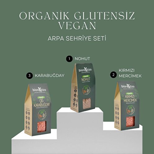 Organik Glütensiz Vegan Arpa Şehriye Seti 3 Paket x 200 g