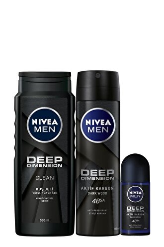 Nivea Deep Dimension Clean Antiperspirant Ter Önleyici Leke Yapmayan Erkek Deodorant Seti