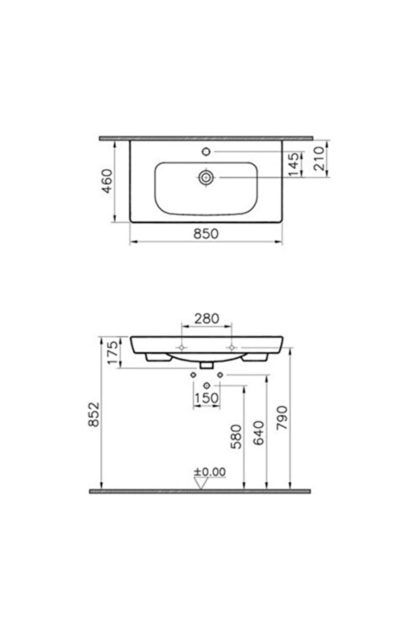 VitrA S20 Etajerli Seramik Lavabo 85 Cm, Beyaz 5523b003-0001 Fiyatları ...