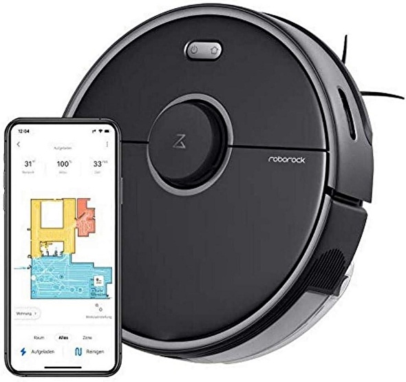 Roborock S5 Max Vacuum Cleaner Siyah Akıllı Robot Süpürge ve Paspas