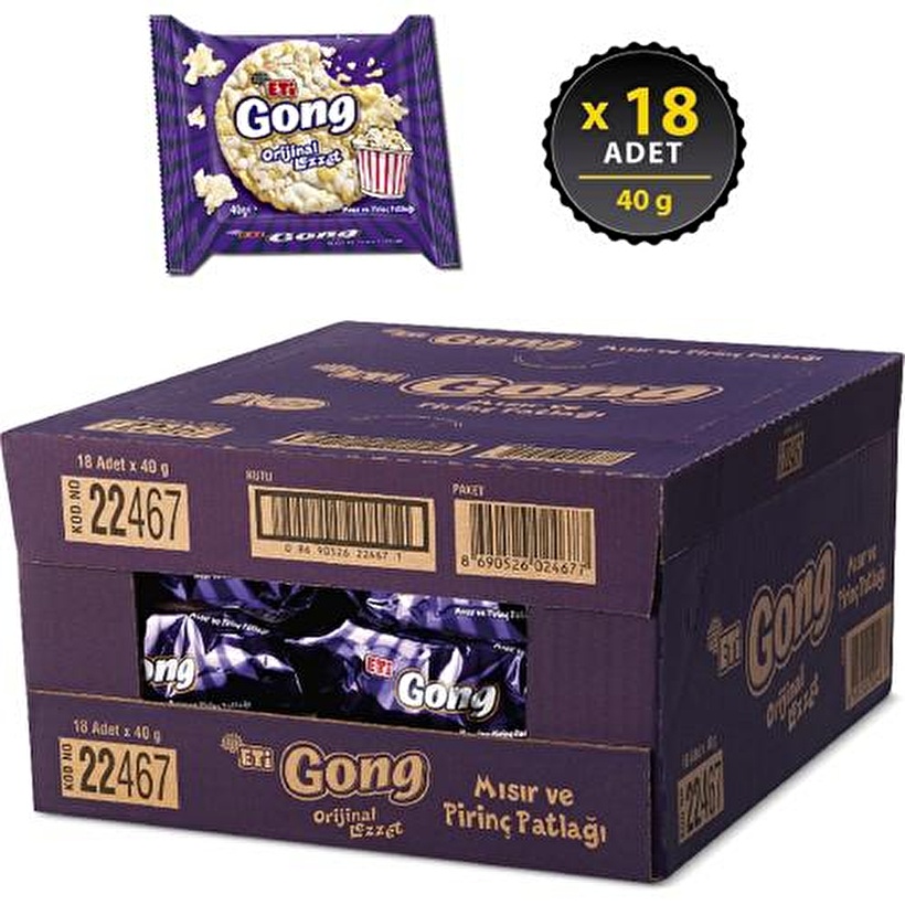 Eti Gong Mısır ve Pirinç Patlağı 40 g x 18 Adet Fiyatları ve Modelleri