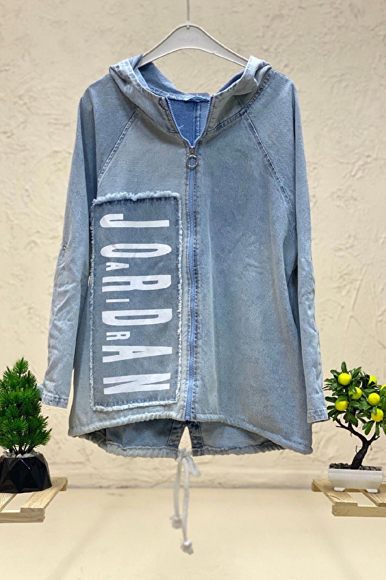 Ön Ve Arka Jordan Baskı Kapşonlu Kot Ceket Fiyatları ve Modelleri